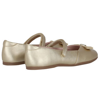 Girls Gold Bow Shoes